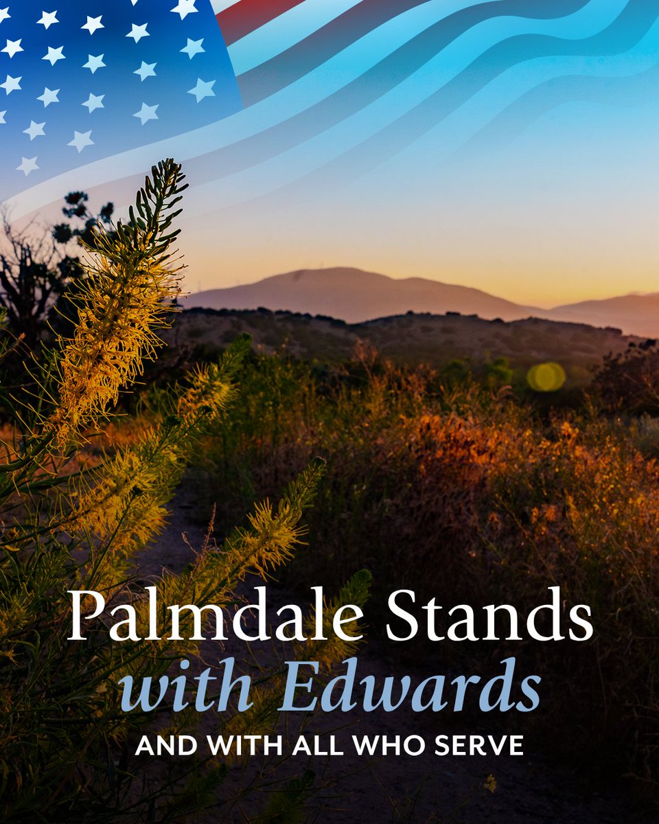 PalmdaleCity's tweet photo. The City of Palmdale joins our neighbors across the Antelope Valley in mourning the tragic loss of the eight souls involved in today’s B-52 crash at Edwards Air Force Base.

Our hearts and prayers are with their families, loved ones, fellow service members and the entire Edwards Air Force Base community during this incredibly difficult time. We are also grateful to the emergency responders and support personnel assisting in the response.

Palmdale stands with Edwards and with all who serve.