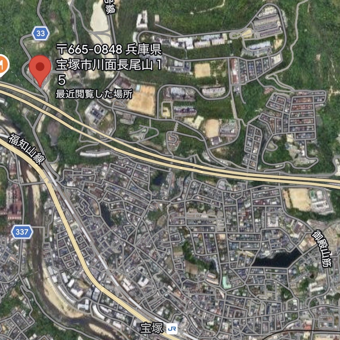 man_of_t_city's tweet photo. 【ついに宝塚市内に熊が】

市のLINEによると、6/15(月)21時頃、宝塚市川面字長尾山15番地付近で目撃情報あり

地図で見ると北高の近く…

みなさん、ガチで気を付けましょう
#宝塚市 https://t.co/BtWhgPHNnb