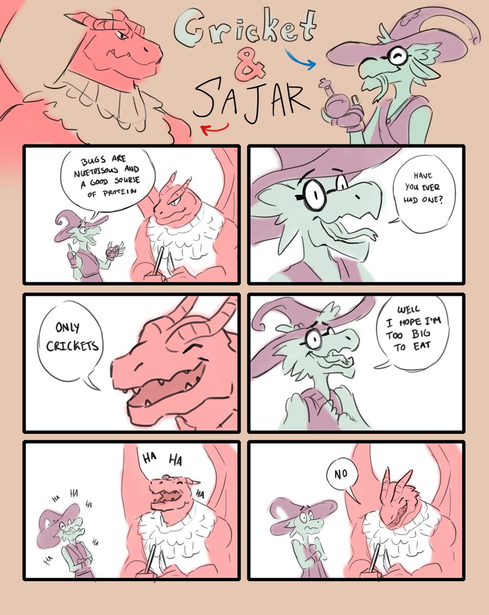 SeanCornishArt's tweet photo. A real moment of RP between me and my gf in one of our DnD games. Cricket is her kobold, Sajar is my Dragonborn at this moment he was just making some extra arrows during a short rest.
#dnd #dndComic #Fantasy #Comic #dragonborn #kobold #comicstrip #fantasycomic #art #dndparty https://t.co/EGmy6xfvqL