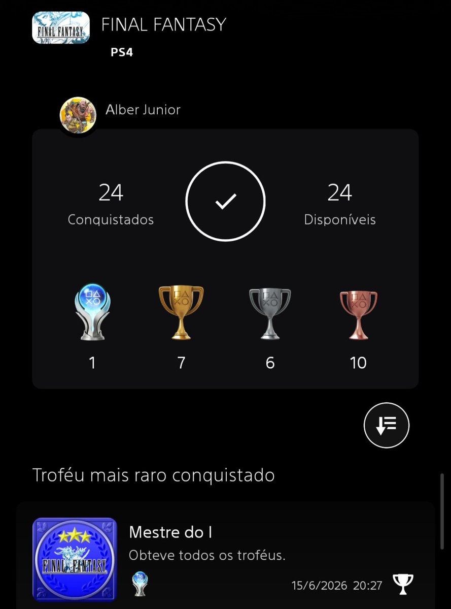 AlbeJuniior's tweet photo. Platina 145 - Final Fantasy 1 Pixel Remaster 

Finalmente criei coragem de jogar o primeiro, a platina foi gostosinha de fazer nessa versão! https://t.co/WDOXeV32WZ