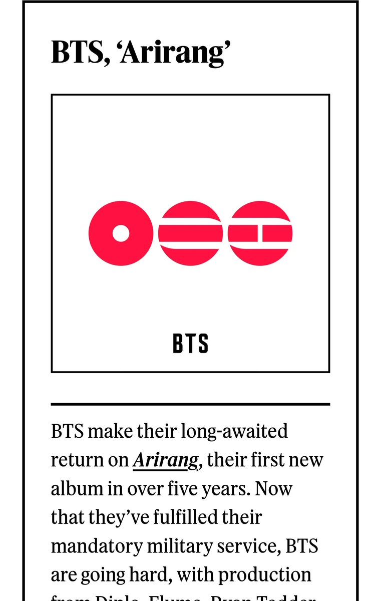 BTSx50States's tweet photo. Kings of 2026 confirmed! 👑 

Rolling Stone just named #ARIRANG one of the Best Albums of 2026 So Far, calling it an "excellent" showcase of their roots and a "homecoming." 😭✨

From shattering Spotify records to honoring their heritage, this era is everything! The return was worth the wait 💜

#BTS #RollingStone #BestAlbums2026 #BTS_ARIRANG @bts_bighit