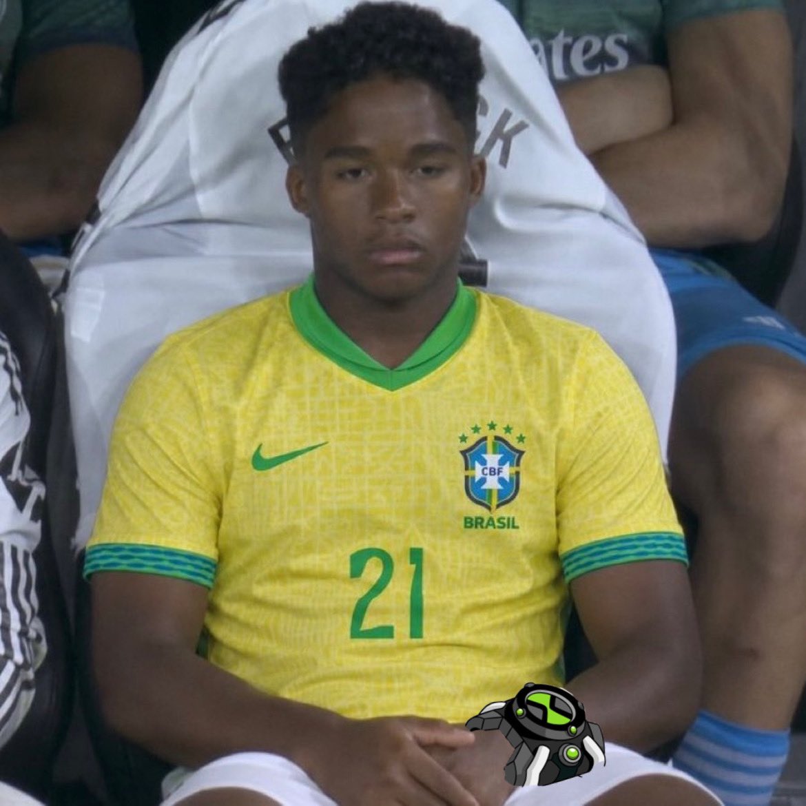 dailytennyson's tweet photo. 🚨 BREAKING NEWS 🚨

World Cup officials revealed that Brazil’s Endrick is benched on the national team due to the omnitrix attaching itself upon his wrist. They are currently working on removing it so he can get back on the field. https://t.co/mOuK0mLd1g