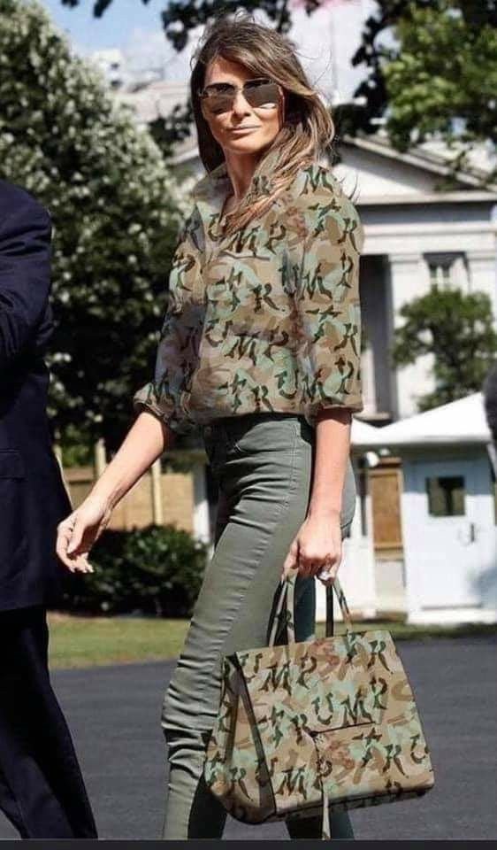 stefanmaga2026's tweet photo. Melania slaying in camo-chic! Confidence, sophistication, and killer style all in one flawless look. Absolutely stunning! Rate this style from 1 to 10! 💚#MelaniaTrump #StyleIcon #PowerDressing #FashionInspo #OOTD #ElegantStyle #ChicAndStrong #TimelessBeauty #ConfidenceIsKey #ModernQueen"
