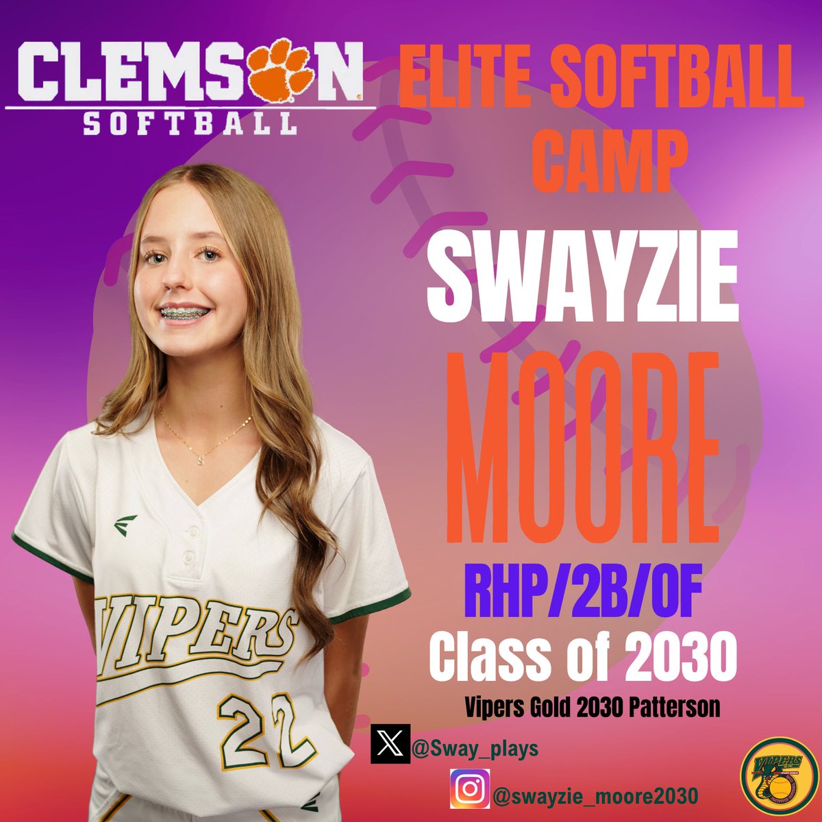 AtlantaVipers12's tweet photo. Ready to hit the Clemson camp tomorrow! #controlthecontrollables #bethestandard 🐍 @Sway_plays https://t.co/WK0FhvEmNA