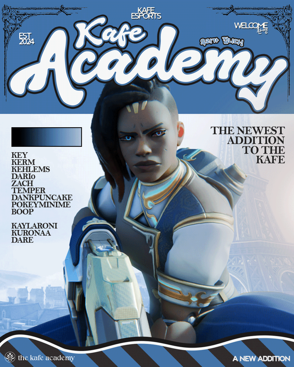 TheKafeEsports's tweet photo. Legends are born from the fire they rise from ♨️

Introducing Kafe Academy playing in Season 9 @FACEIT_OW Expert Division North America!

🛡️ @Keyfps_   
🛡️ @kermplays
⚔️ @kehlems
⚔️ @Dari0_ow
⚔️ @EXN_Zach
⚔️ @Temper_Ow
💉 @DankPuncake
💉 @pokeyminime_OW 
💉 @boopow_

⌈ #TheKafe | #FACEIT 」