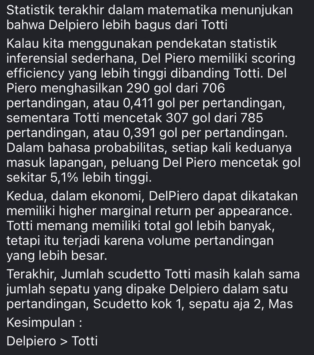 Info_SerieA's tweet photo. Belaga messiah pas demo, sok difoto candid, lalu upload di sosmed dengan caption cringe mentok, SAYA DIAM

Tersebar foto ia tertawa lepas saat makan bersama Menhan (sekarang udah jadi presiden), SAYA JUGA DIAM

Tapi, kalau sudah menghina King Totti, SAYA AKAN LAWAN! 🖕 https://t.co/4oI0uSC0YK
