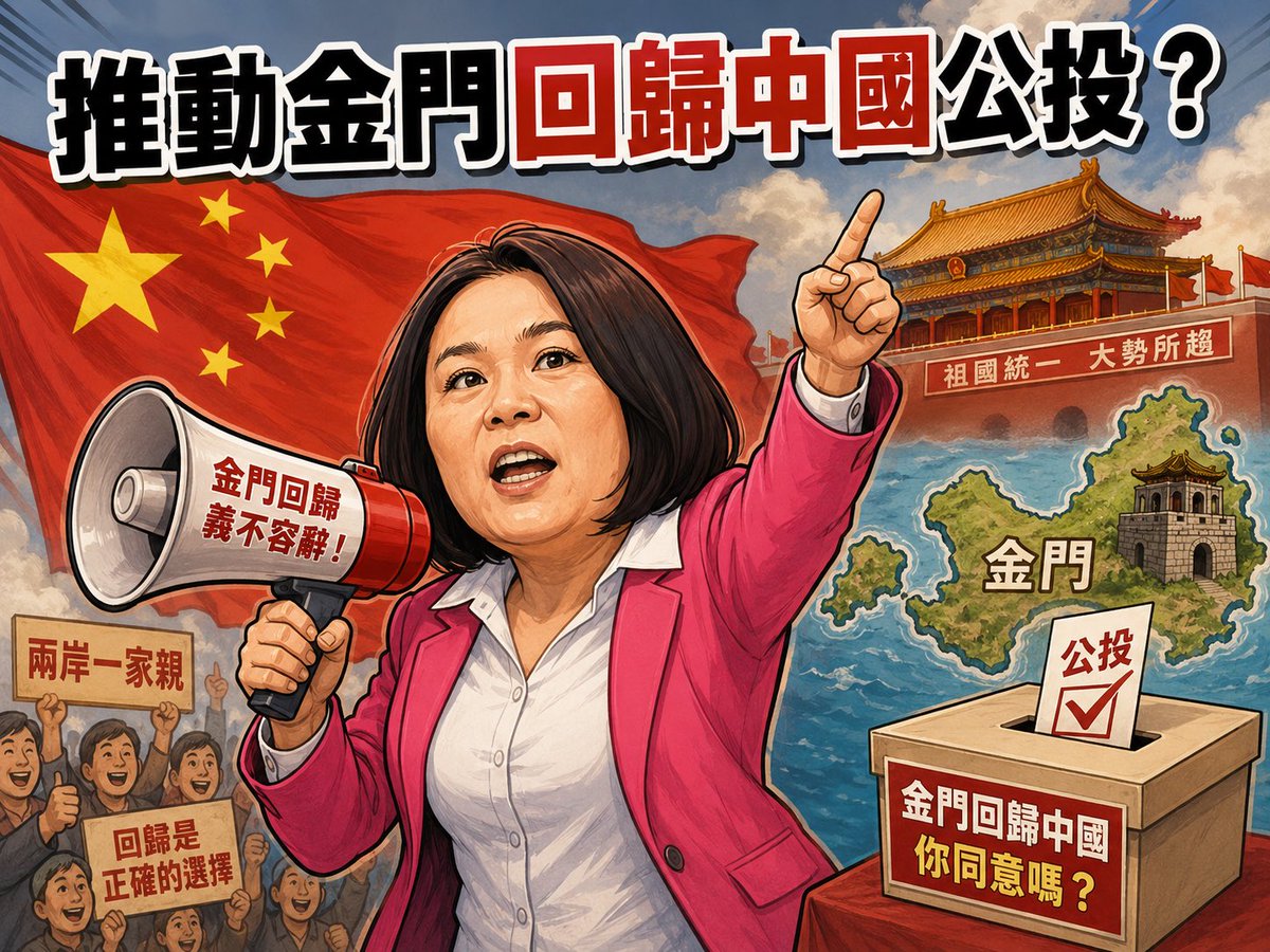 popavi's tweet photo. 金門立委陳玉珍這麼大力鼓吹要台灣人一起當中國人。她不如推動金門回歸中國公投。我等台灣人樂觀其成，看金門人願不願意拿中華人民共和國國籍。 https://t.co/Zx6HH7vX2q