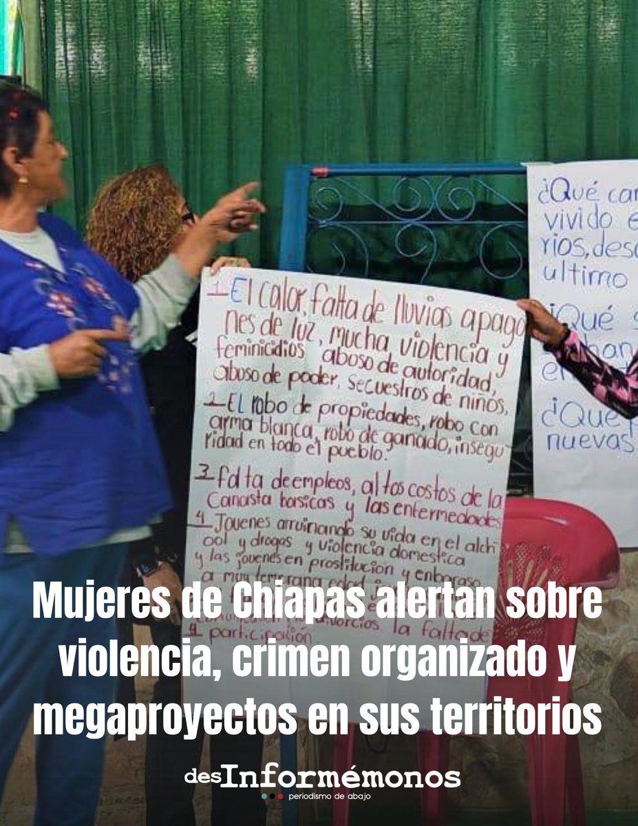 Desinformemonos's tweet photo. #México ✊|La violencia y los megaproyectos profundizan la crisis que enfrentan comunidades indígenas y campesinas de Chiapas, denunciaron mujeres reunidas en la Novena Asamblea del Movimiento de Mujeres en Defensa de la Madre Tierra y Nuestros Territorios.https://t.co/mIGXFrnftn https://t.co/x0OVdAmXnb