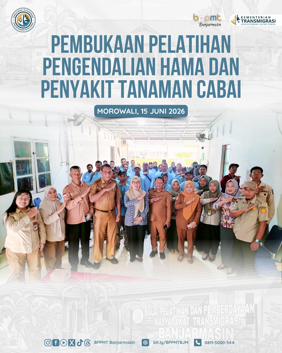 BppmtBjm's tweet photo. Balai Banjarmasin menyelenggarakan Pembukaan Pelatihan Pengendalian Hama dan Penyakit Tanaman Cabai Angkatan IX yang dilaksanakan di Kantor Desa Wosu Kecamatan Bungku Barat Kabupaten Morowali Provinsi Sulawesi Tengah. #Transmigrasi
#BPPMTBanjarmasin
#Kementrans https://t.co/wyEHBo4NYh