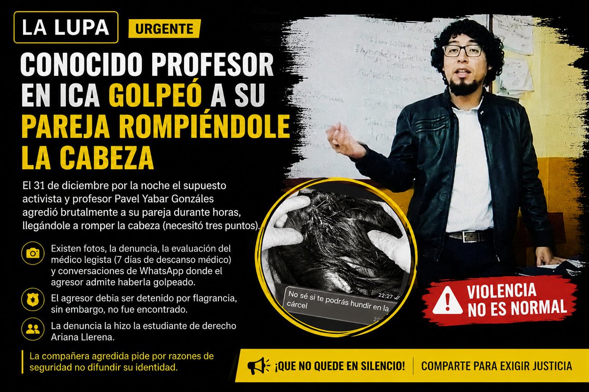 jesuyap42005's tweet photo. @WaykaPeru Pavel también es conocido por agredir a mujeres , la última vez le rompió la cabeza a su pareja , no debemos normalizar la agresión, aquella vez se salvó de ir preso . Este tipo de https://t.co/FHwRefq4AR sirve para ningún grupo. https://t.co/eKZ0ki54Dk