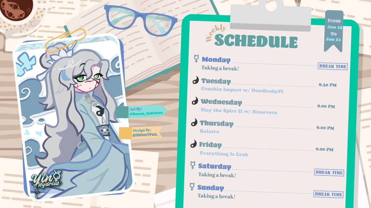 YHydrius's tweet photo. Another week means another schedule! We're back with the roguelikes! Besides Genshin, we're completely back to the genre! Join me in the card game roguelikes that I've spent 1,000 hours in, and a new one that looked cute! #Vtuber #VtuberSupport https://t.co/zMWLQwNVAh