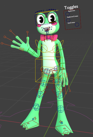 redbl0x's tweet photo. ribbit model/rig for blender 4.5+!!

#TADC #ribbit #theamaizingdigitalcircus https://t.co/f8TZ54MQX0