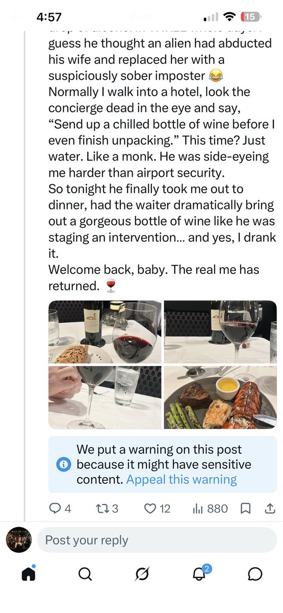 Farhana27610134's tweet photo. Oh, bless Farah’s poor, desperate little heart! This spiteful old gal just moves from man to man, complaining about lil' ol' me like it's her full-time job. My dinner-drinks post even got slapped with a warnin' can you all believe the audacity of this woman?! I do declare, I pity her sad, pathetic existence... while she sits there dreamin' she could ever live this fabulous life of mine!