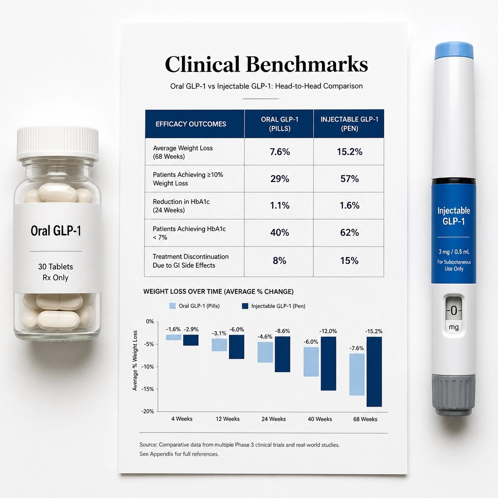 GLP_1Reviews's tweet photo. Pills or needles? 💊 vs 💉 Needle fatigue is real, but efficacy is king. See benchmarks for oral GLP-1s vs injections: https://t.co/9U5hUHPJu0 #GLP1 #HealthBenchmarks #WeightLossJourney #MetabolicHealth https://t.co/OY1McOEKoh