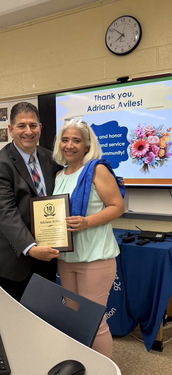 D26Team's tweet photo. Congratulations and thank you to Adriana Aviles, President of presidents council, for 10 years of dedicated service to District 26. Your leadership, advocacy, and commitment to our students, families, and schools have made a lasting impact. We are grateful for all you do! https://t.co/sovxQ4e9IE