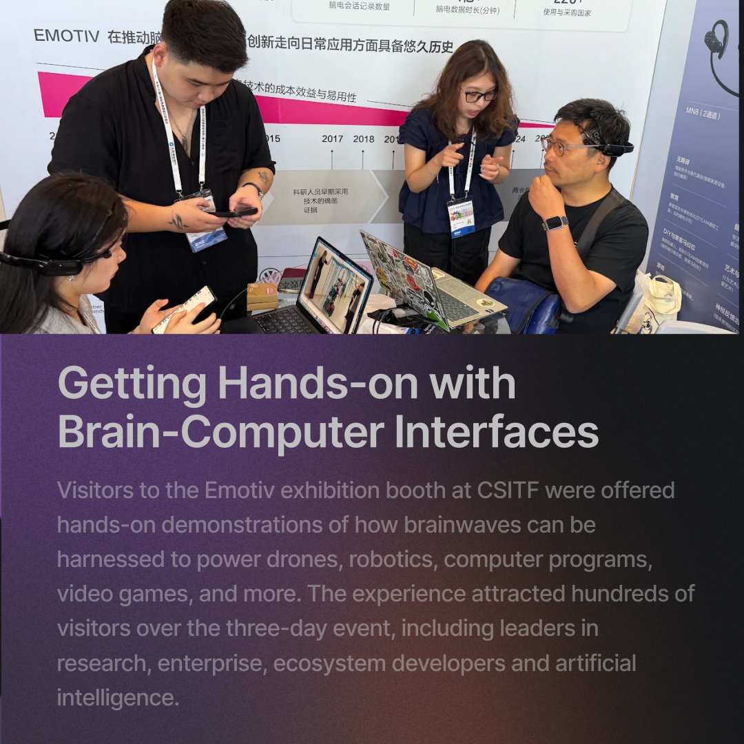 emotiv's tweet photo. 👋 Greetings from Shanghai! Emotiv headed to the 2026 China Shanghai International Technology Import and Export Fair, where demonstrated the power of real-world neuroscience to hundreds of attendees!

Create your own BCI: https://t.co/Bs19RdnCac https://t.co/IjCMIGnwHL