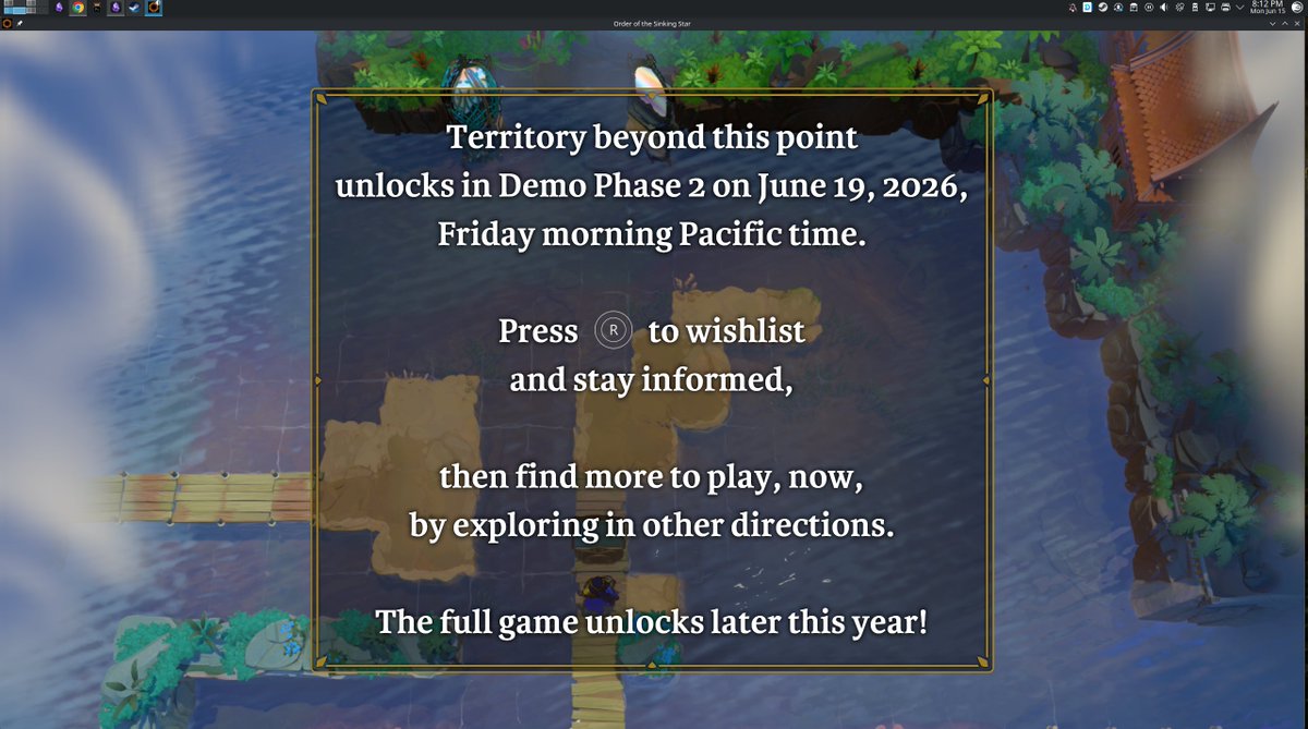 zero1one2three5's tweet photo. Finished the the 2 parts to the Order of the Sinking Star demo at 8:12pm EST. I breezed through Heroes of Hauling because it happened to have several levels from Heroes of Sokoban and basically same mechanics. Mirror Isles with the multiplying hero and the magic stones was a surprise and great fun! Hadn't encountered this in a game before, I'm sure there will be more of this in the full game. 👀👀

I also enjoyed the controls, with a very responsive d-pad, a no-nonsense rewind, checkpoints, and sprint. Really makes these puzzles less of a chore, which I anticipate enables the design to present more complex puzzles without fatiguing the player! 

The overworld is also rewindable and has reset points for the "meta-puzzles" which gives it a another fun level of play.

I'll play through the full game at a more relaxed pace once it comes out. Looking forward to the release 🌟