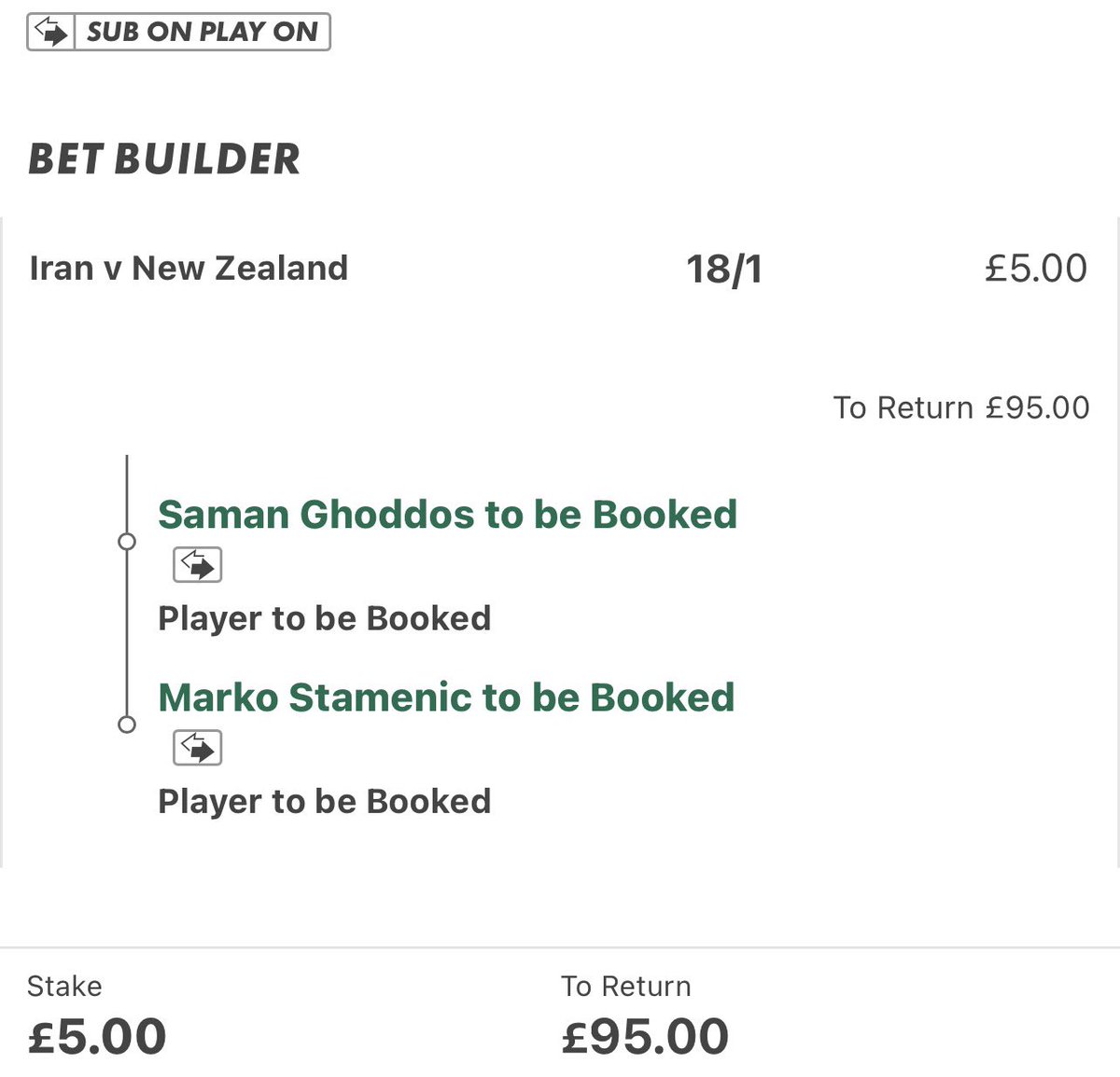 ConsProps's tweet photo. Iran v New Zealand 📒

£10 staked. 

WC Total -£32 https://t.co/yAl4wiH9iP