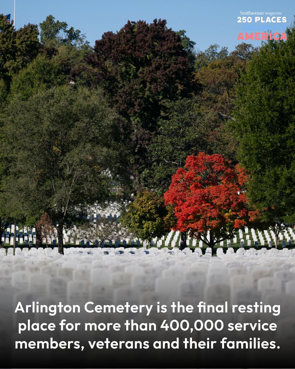SmithsonianMag's tweet photo. The Honor Guard, which includes members of all branches of the military, conducts an average of 23 funerals every day, each with the rituals befitting the deceased’s service. Among the interred are everyday soldiers as well as the slain civil rights leader Medgar Evers and Arctic explorers Robert Peary and Matthew Henson. And, of course, President John F. Kennedy, his wife Jacqueline, and his brothers Edward and Robert also lay in rest at Arlington.

See who else memorials pay homage to on these hallowed grounds: https://t.co/Ewu547XHsS

📸: U.S. Army / Arlington National Cemetery
