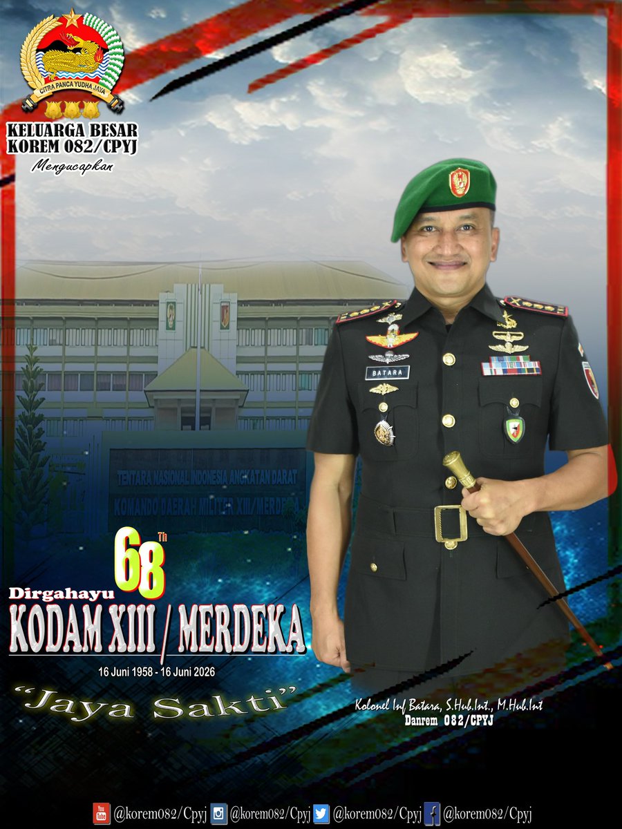 082Cpyj's tweet photo. Dirgahayu ke 68 “KODAM XIII/MERDEKA” https://t.co/ZqO70bkpRI