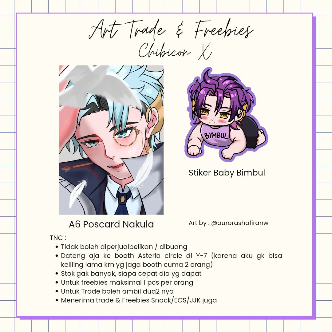 aurorashafiranw's tweet photo. Hallo pandavvarna, aku ada art trade sm freebies di Chibicon besok. Ada bimbul sm mas nakula, adakah yg mau? 
#chibicon https://t.co/zdLGXbaJac