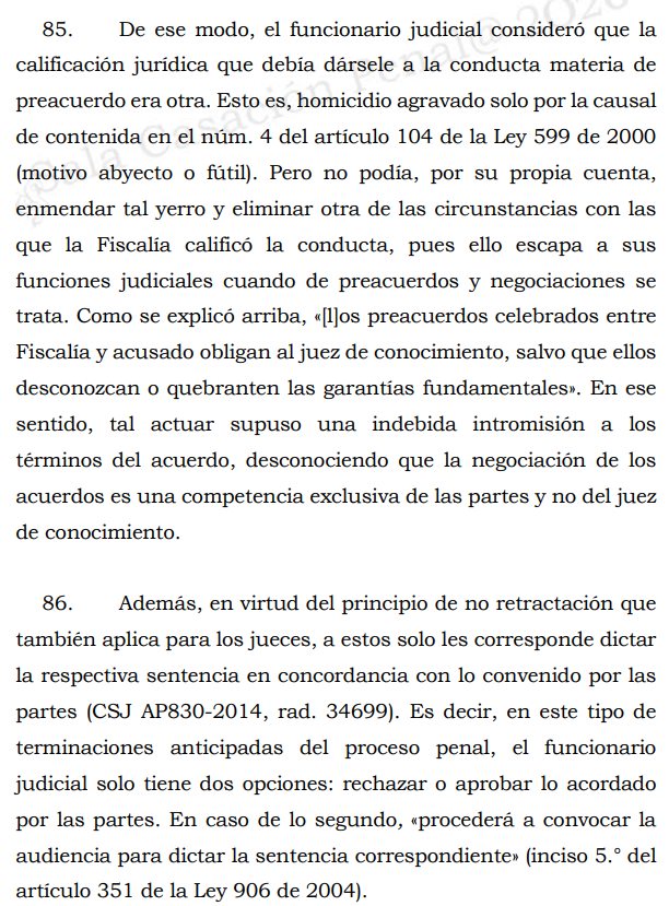 loviedoH's tweet photo. Corte S. Rad. 60331/26. Preacuerdos.

Fiscalía y defensa acordaron eliminar causales de agravación del homicidio, sin embargo, Juez no dio por demostrada una de ellas, ¿es intromisión? SI. https://t.co/rEJG1sLep5