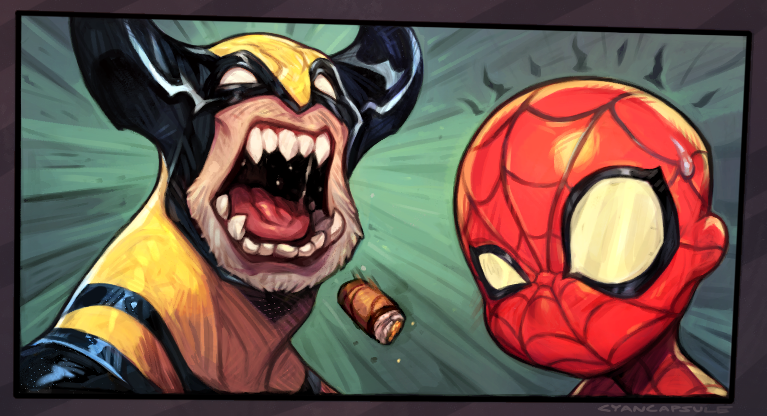 CyanCapsule's tweet photo. I've only ever drawn two superhero things but they sort of go together! 🍑🤯 https://t.co/Frvytk1vsT