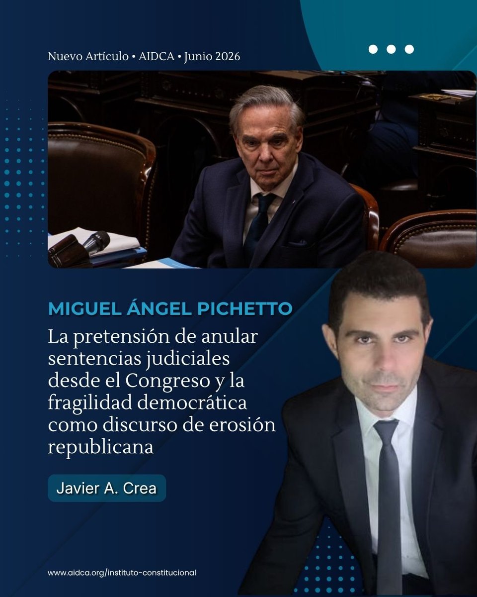 DrCrea's tweet photo. Nuevo artículo: sobre los dichos de Miguel Ángel Pichetto sobre anular sentencias por “gravedad institucional”. Tesis inadmisible: atropella el derecho, la democracia constitucional y el sistema republicano. El Congreso no borra sentencias. Lee más: https://t.co/qmJM8pWMHg https://t.co/N5RBjOf4sZ