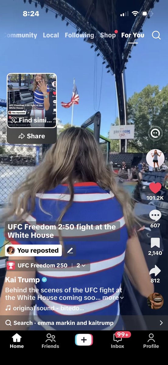 clerpatriot's tweet photo. Was Kai Trump wearing a bulletproof vest under her shirt 😭 to the UFC fight? I don't know why, but that really got to me! This is the state of our nation….we see a lumpy shirt on a carefree young girl and know exactly what's underneath protecting her heart and vital organs! 💔 https://t.co/aYIzvsvLQj