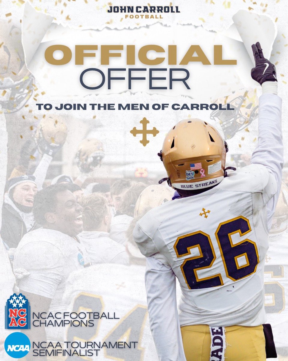 KeaganRyan2027's tweet photo. After a great conversation with Coach @_CoachBertJCU I am blessed to receive my 9th offer to play football at @JohnCarrollU! 
@olibfb @BigMarshMello72 https://t.co/RnhGMgUChX