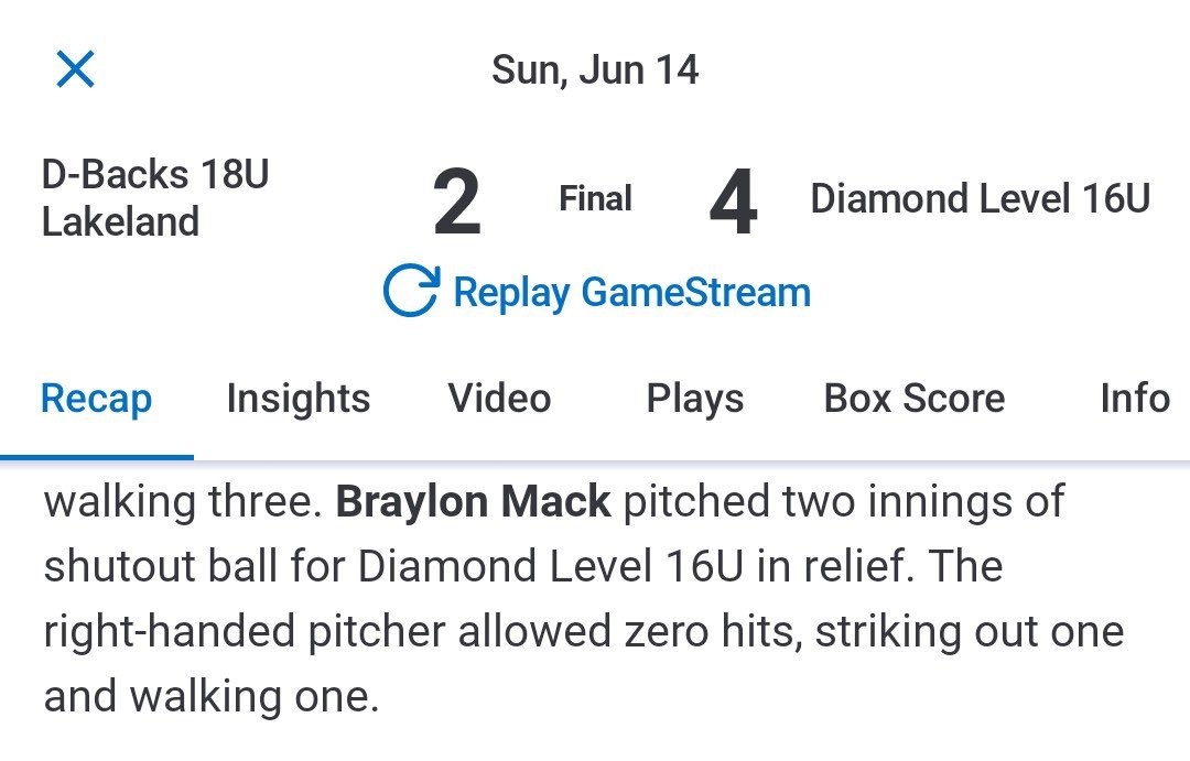 Bmack4223's tweet photo. Came in the last two innings of an 18u tournament and competed every at-bat to get the save to win us the championship.
2.0 IP
0 H
1K
1 BB
#Scoutball #Co29 #DiamondLevelBaseball #RHP https://t.co/a45naEAPh5