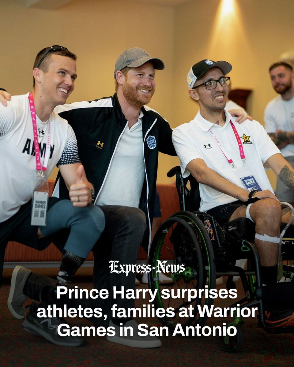 ExpressNews's tweet photo. Prince Harry, the Duke of Sussex, was in San Antonio over the weekend and surprised competitors and their families at the 2026 Warrior Games. https://t.co/zqbwaLtBQU https://t.co/gS9FDvqbyl