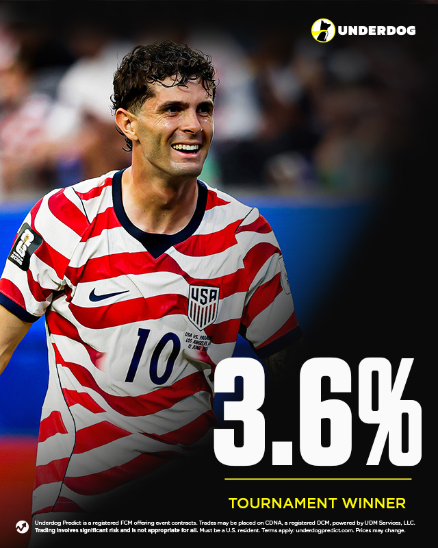 Underdog's tweet photo. Points so far

United States - 3
South America - 2

It's called soccer 🦅🇺🇸 https://t.co/PzzXzN4ujH