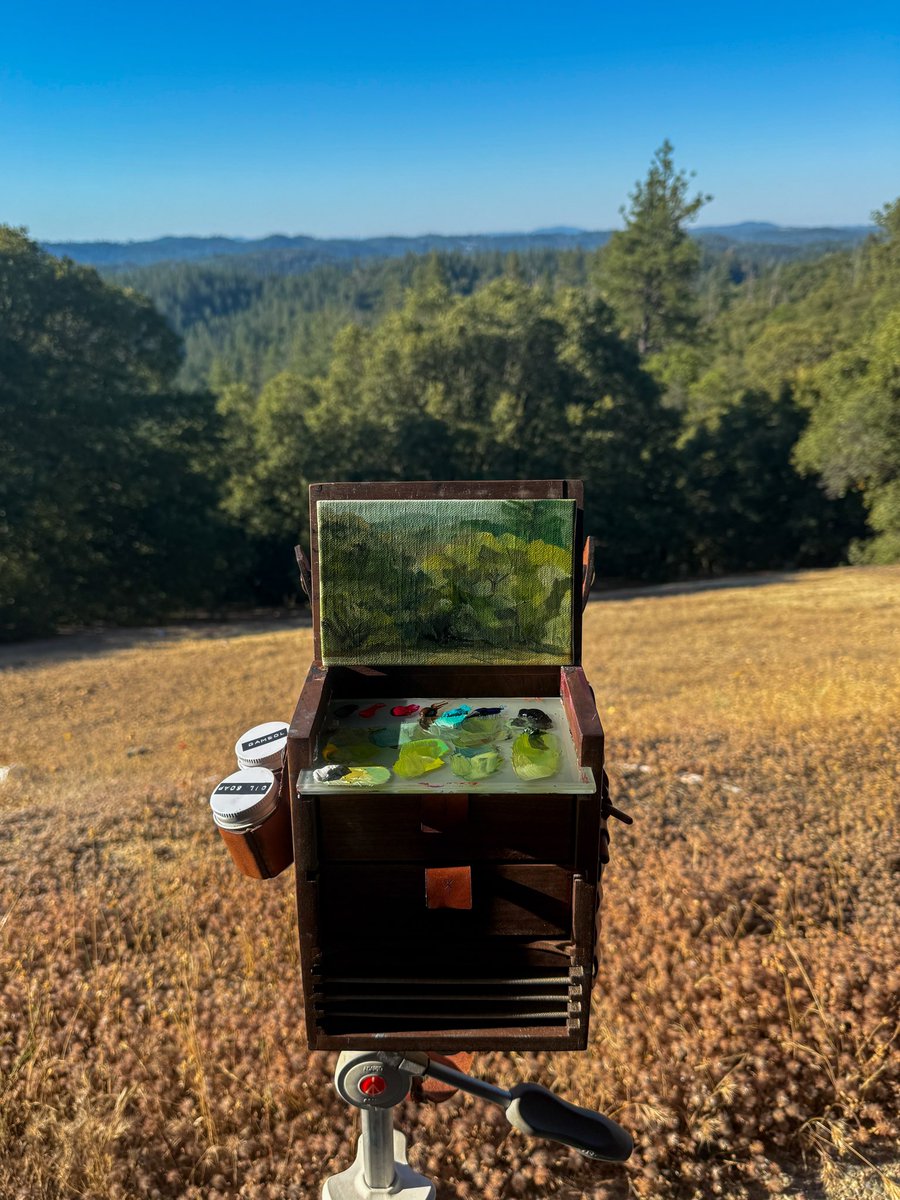 jennparisi's tweet photo. Plein Air from the patio ☀️ 

#california #sierranevadamountains #pleinair #pleinairpainting #oilpainting https://t.co/idX9nEYKQe