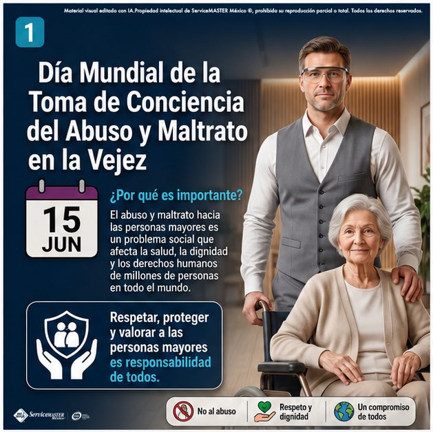 ServiceMasterM7's tweet photo. El respeto no tiene edad. 🧠💜 En el Día Mundial de Toma de Conciencia del Abuso y Maltrato en la Vejez, reafirmamos nuestro compromiso como empresa #ESR de promover la dignidad, la inclusión y el buen trato hacia nuestros adultos mayores. 👵👴✨

#derechoshumanos https://t.co/LDybdCBw0L