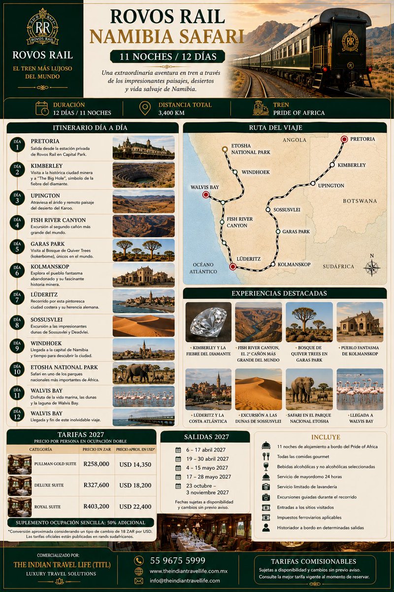 TravelTITL's tweet photo. Agencias de viajes: comercialicen con THE INDIAN TRAVEL LIFE (TITL) las experiencias ferroviarias más exclusivas del mundo y ofrezcan a sus clientes una aventura extraordinaria a través de África. https://t.co/hhc7vRj18P