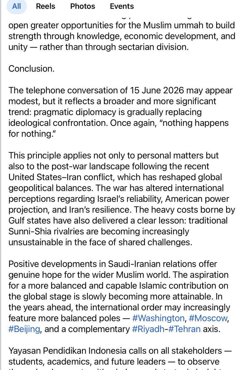 SidayuDatuk's tweet photo. The togetherness of Saudi Arabia and Iran greatly determines the future of the world Islamic ummah, without having to focus on the differences between Sunni and Shia sects.
@OIC_OCI 
@KSAMOFA 
@araghchi 
@prabowo 
@AlArabia_Eng https://t.co/EUmq1UasC7