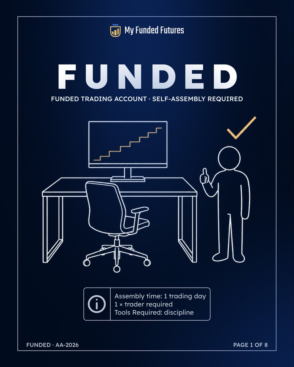 MyFundedFutures's tweet photo. 🧱 YOU BUILD IT

We give you the parts. You become the trader.

(Thread) 👇

⏱️ 1 day to assemble
💰 Paid every 48 hours
⚠️ No shortcuts

Code BUILDER → 40% off

Link in bio 🚀 https://t.co/Gq1JJjml2Q