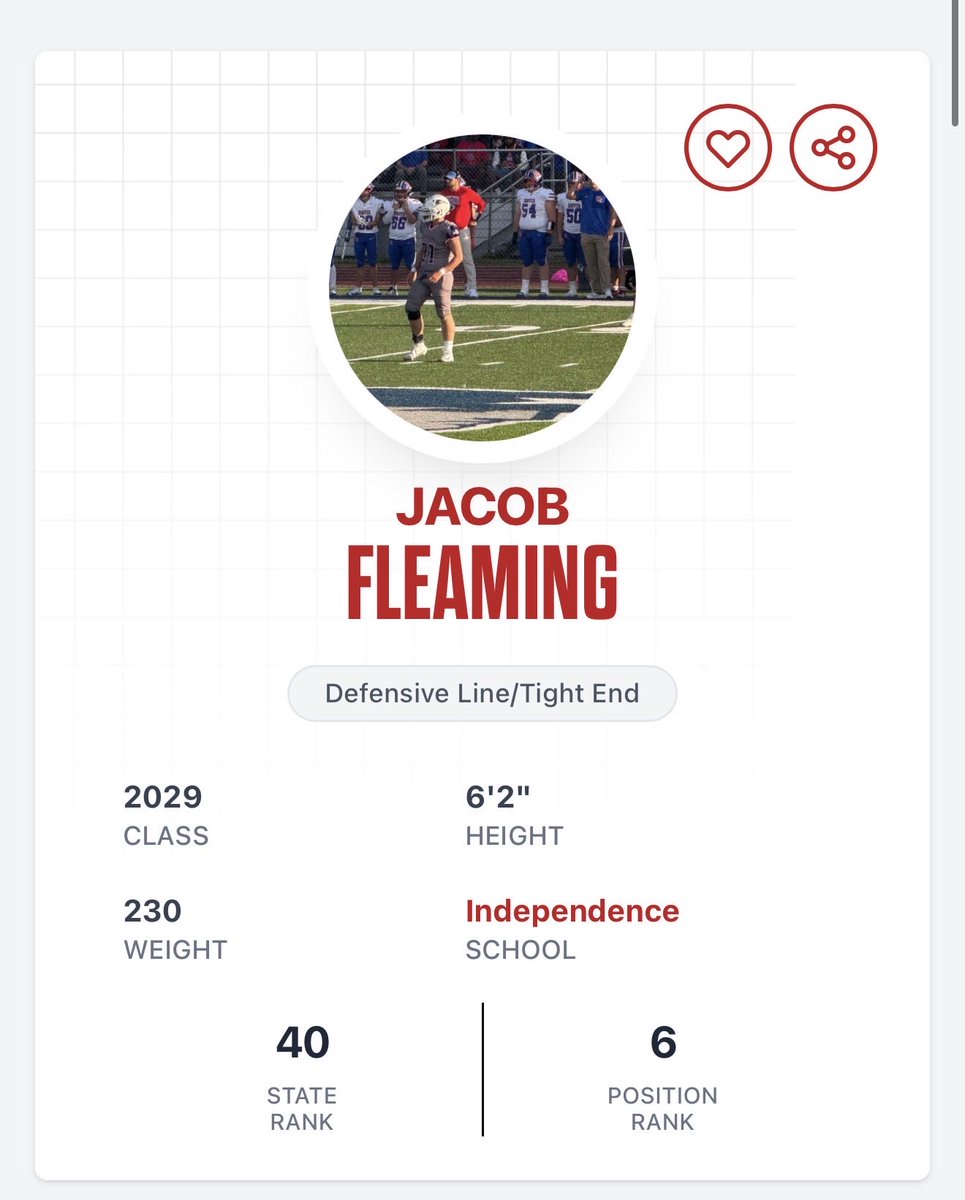 jayfleam's tweet photo. Thank you @PrepRedzoneWV for ranking me 40th player and 6th TE / DE in 2029! #gata https://t.co/2YVKlxoQwT