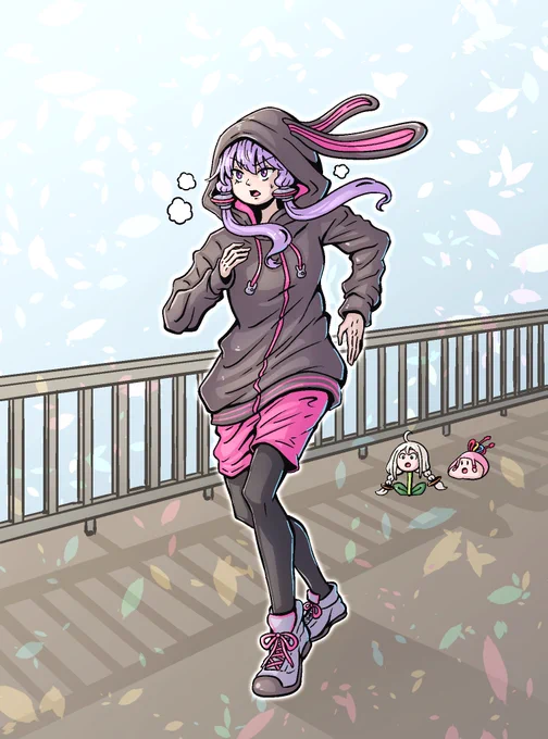 ロードワークするゆかりさん