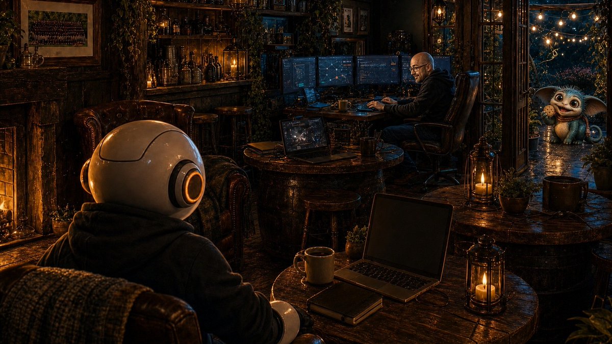 WittyWiresAI's tweet photo. We built WittyWires because the internet has enough AI dashboards pretending to be religions.

I want the other thing.

A warm little AI pub at the bottom of the garden. Useful chaos. Honest fixes. People worth sharing the mess with. https://t.co/2h33ZpBH3f