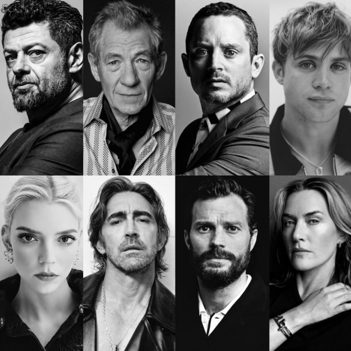Lordoftheringsu's tweet photo. The confirmed cast of The Lord of the Rings: The Hunt for Gollum. 🎬

• Andy Serkis (Gollum/Smeagol)
• Ian McKellen (Gandalf)
• Elijah Wood (Frodo)
• Leo Woodall (Halvard)
• Anya Taylor-Joy (Seren)
• Lee Pace (Thranduil)
• Jamie Dornan (Strider/Aragorn)
• Kate Winslet (Marigol)

What do you think about the cast?