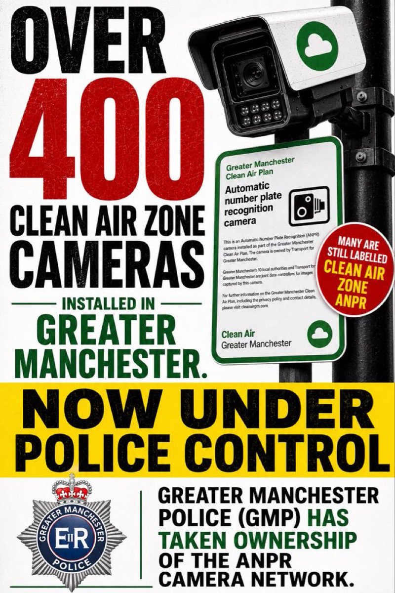 watchman_raw's tweet photo. @elonmusk Not one single MSM reported this huge increase in police surveillance across Greater Manchester! Now the guy behind the ‘scrapped’ scheme, @AndyBurnhamGM, is attempting to become Prime Minister of the UK. https://t.co/UE5gTlLFFx