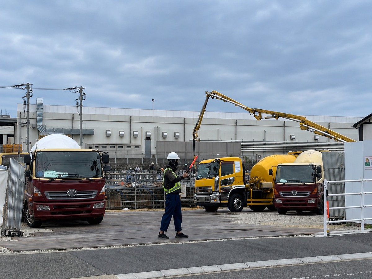 0803hi2368's tweet photo. 本日は、生コン打設工事になります🫡

2人体制なので休憩しつつ、周囲の安全を確認して誘導を行っていきます。

 #福岡市 #交通誘導 #生コン打設 https://t.co/kGwxAGdbsn