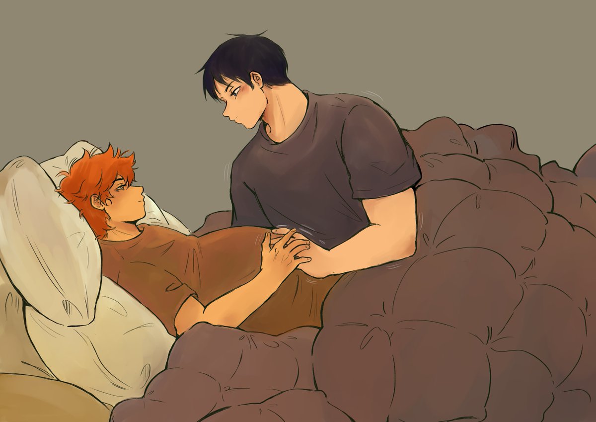 sonianime's tweet photo. This could turn into an endless kghn chain and I love it, I had to draw that comforting scene. #kagehina #kghn #影日 https://t.co/fHAhGHGmIm