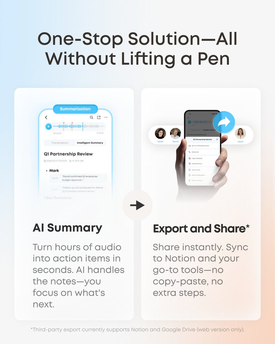 soundcoreaudio's tweet photo. Meetings end. The chaos doesn’t.
soundcore Work fixes that.
Clip on, record, get transcripts + summaries, and find past notes with Anka.
��64GB now just $118.99 (MSRP $169)
🔗 https://t.co/o0GsJwlAoA

#soundcorework
#voicerecorder
#productivitytools 
#soundcore https://t.co/LatLS46wlk