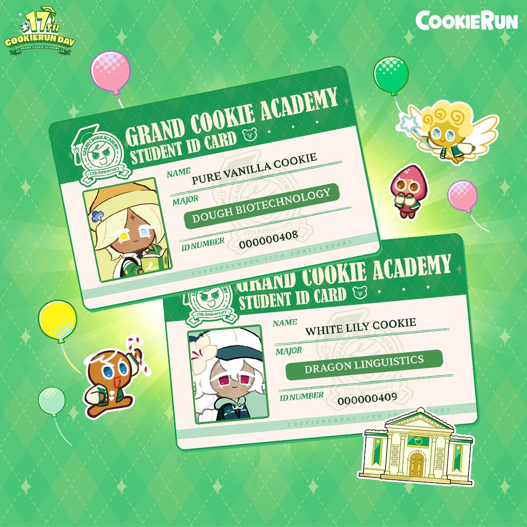 CookieRun's tweet photo. Hurry and look before these get taken down!!! 🤫🚨
We somehow got our hands on the Cookie seniors' student IDs straight from the Grand Cookie Academy admin office. 🫨

Curious what your major would be in the world of CookieRun?
Take the Major Test now at the Grand Cookie Academy website!
📔 Take the test: https://t.co/xEjbTUEFiT

#CookieRunMajorTest #GrandCookieAcademyStudentID
#CookieRun17thAnniversary #GrandCookieAcademy