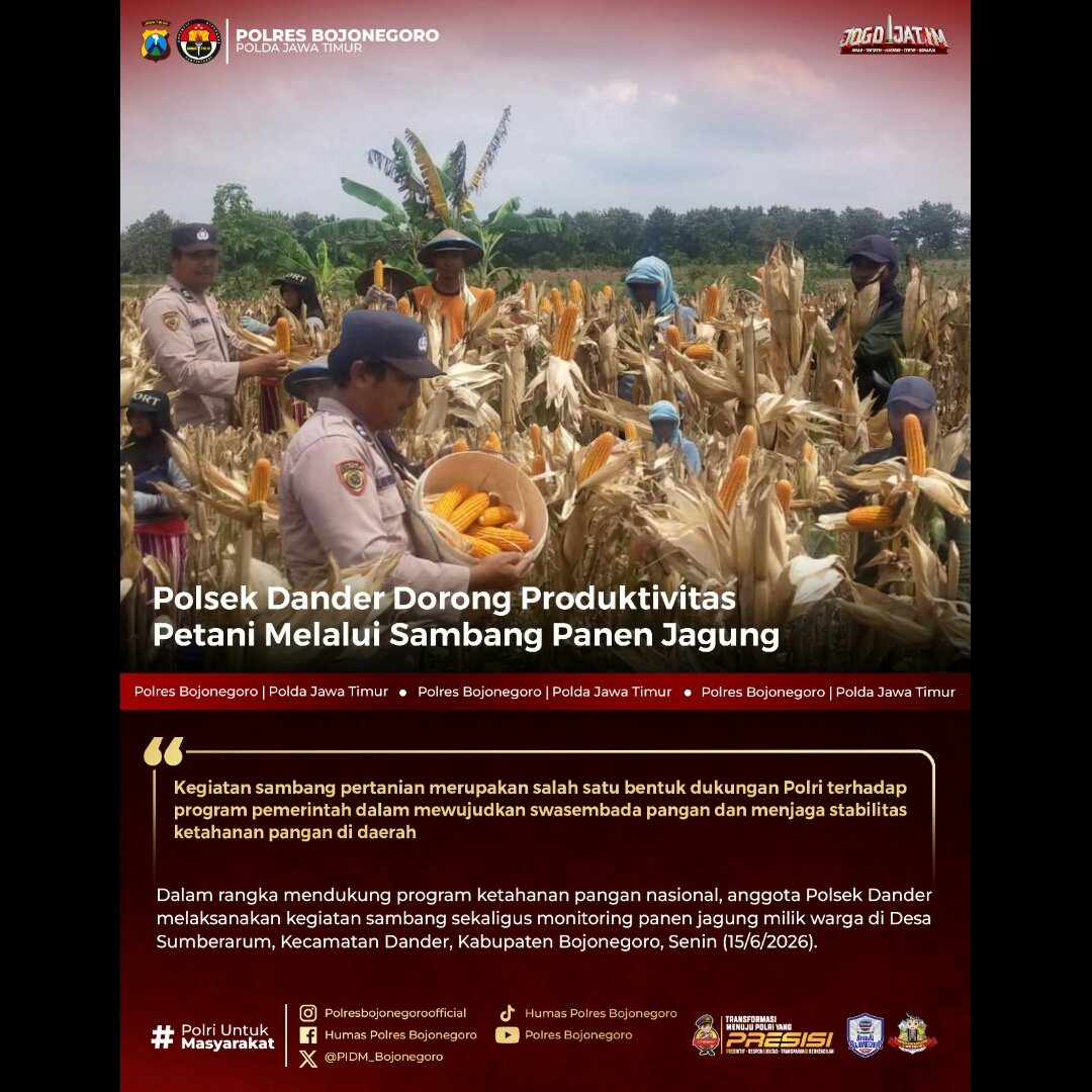 arik_ec's tweet photo. Polsek Dander Dorong Produktivitas Petani Melalui Sambang Panen Jagung

#Swasembadapangan
#swassembadajagung
#polisicintapetani
#astacitapresiden https://t.co/P1DQ6ZK7CQ
