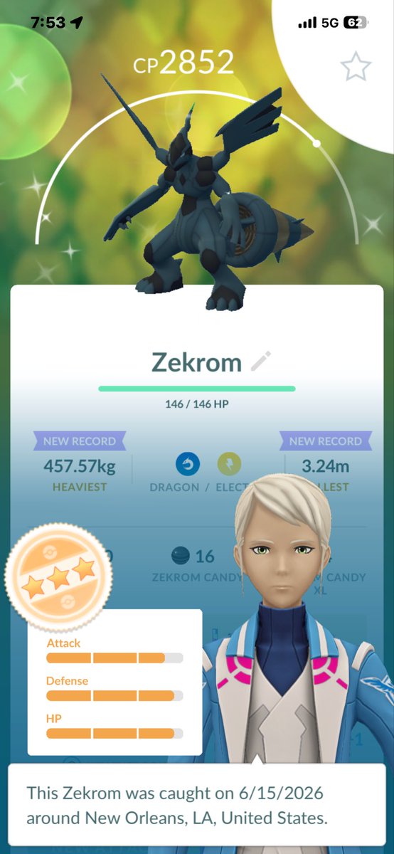 RealBobbyGo's tweet photo. OMg 😱 I caught a Shiny Zekrom #PokemonGo #Pokemon #ShinyPokemon https://t.co/frch3AtkKi