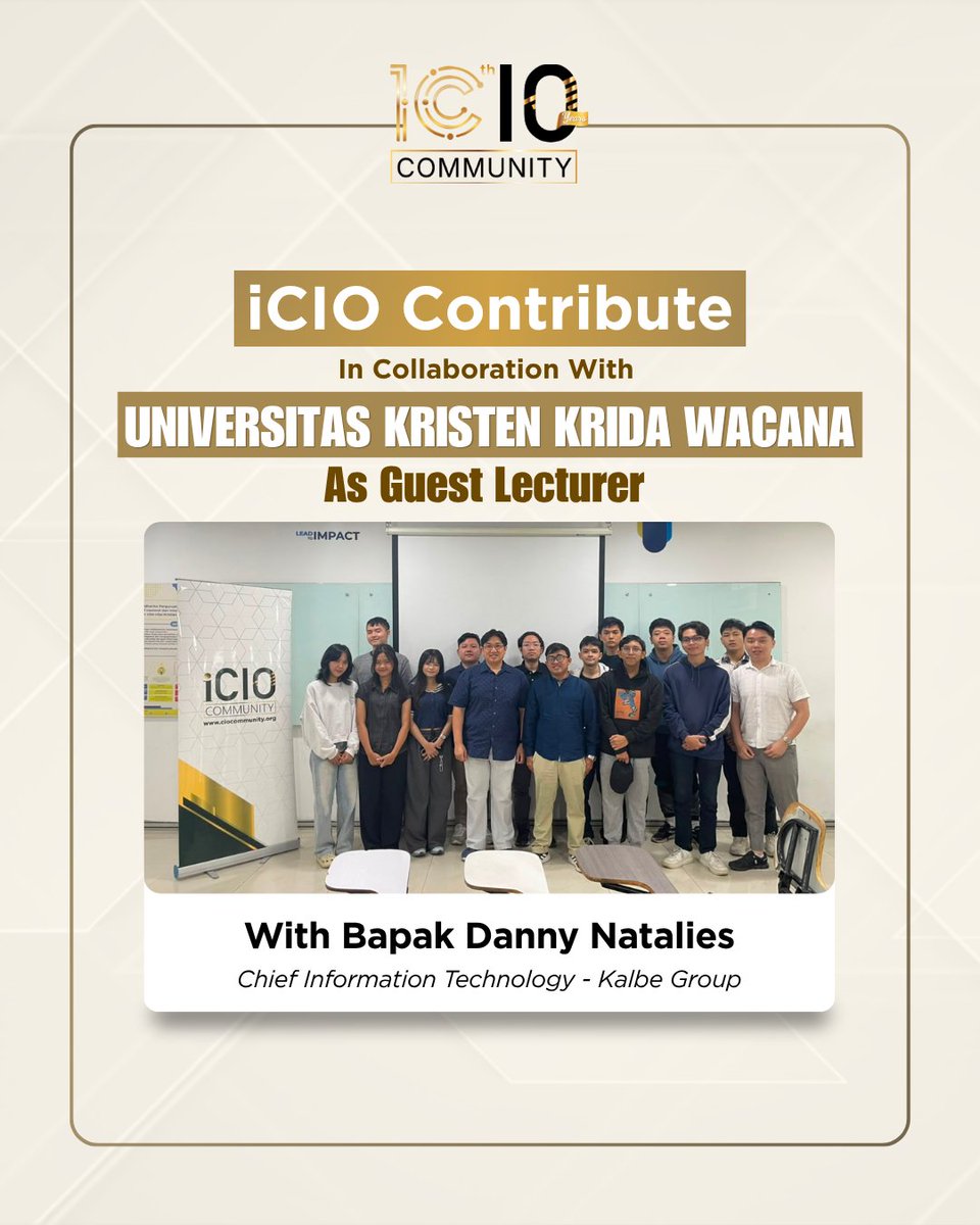 iCIOCommunity's tweet photo. Last Friday, through iCIO Contribute, Pak Danny Natalies had the opportunity to engage with students as a Guest Lecturer at UKRIDA

During the session, he shared insights on identifying innovation opportunities and staying relevant in rapidly evolving tech and business landscape. https://t.co/jyVwOye0Bk